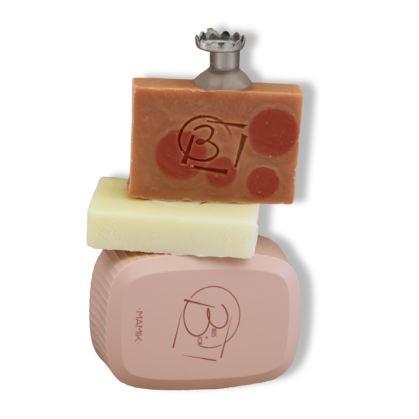 Coffret cadeau Savon solide, boite rose poudré géranium rose citron